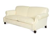 A Pair of Ralph Lauren Two-Cushion Ivory Chenille-Upholstered Sofas