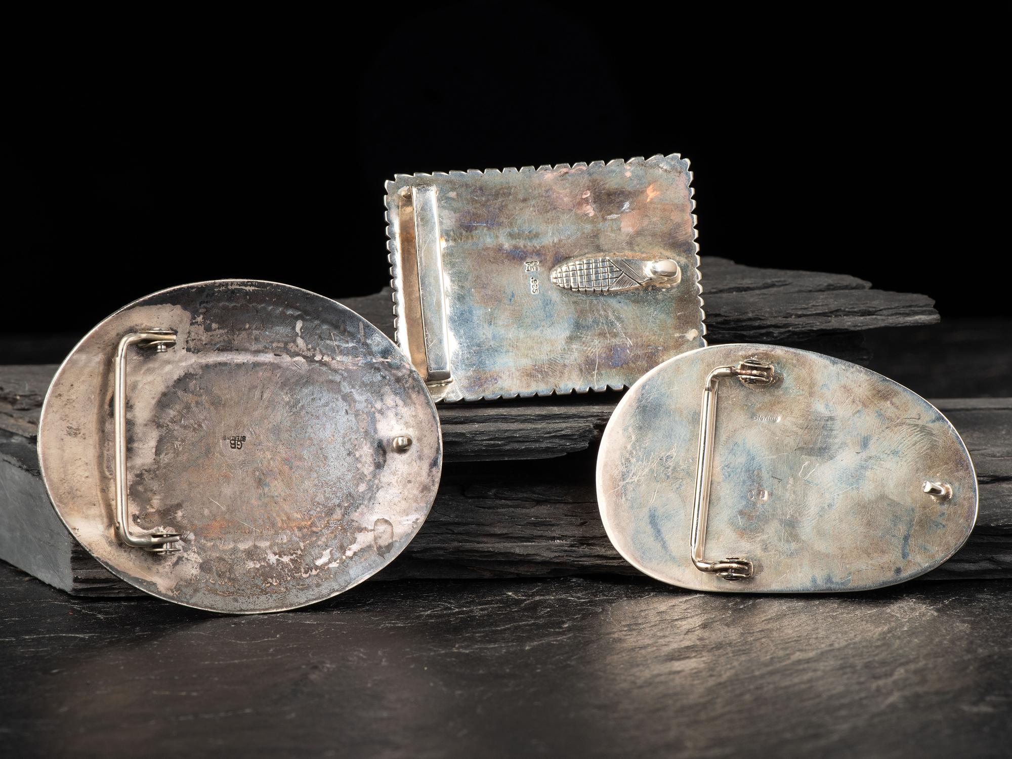 Navajo and Kewa Sterling Silver Belt Buckles