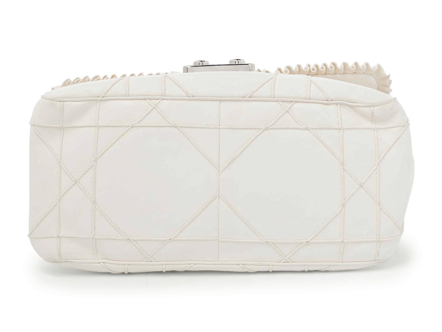 Christian Dior White Ruffle Flap Bag, 2009