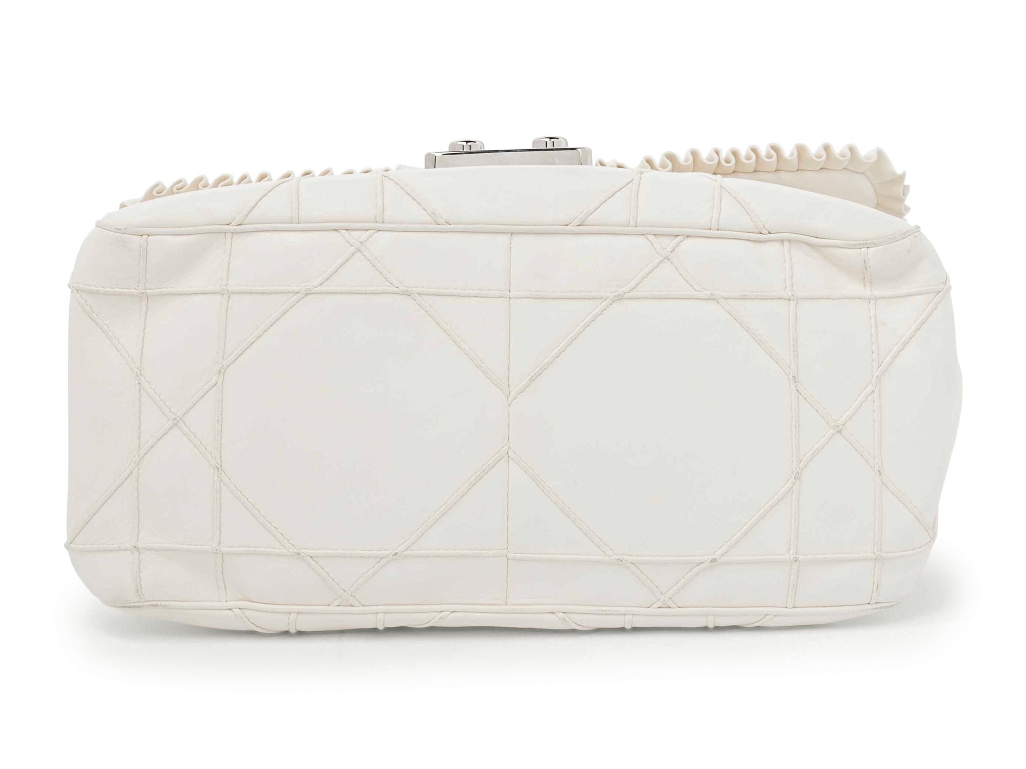 Christian Dior White Ruffle Flap Bag, 2009