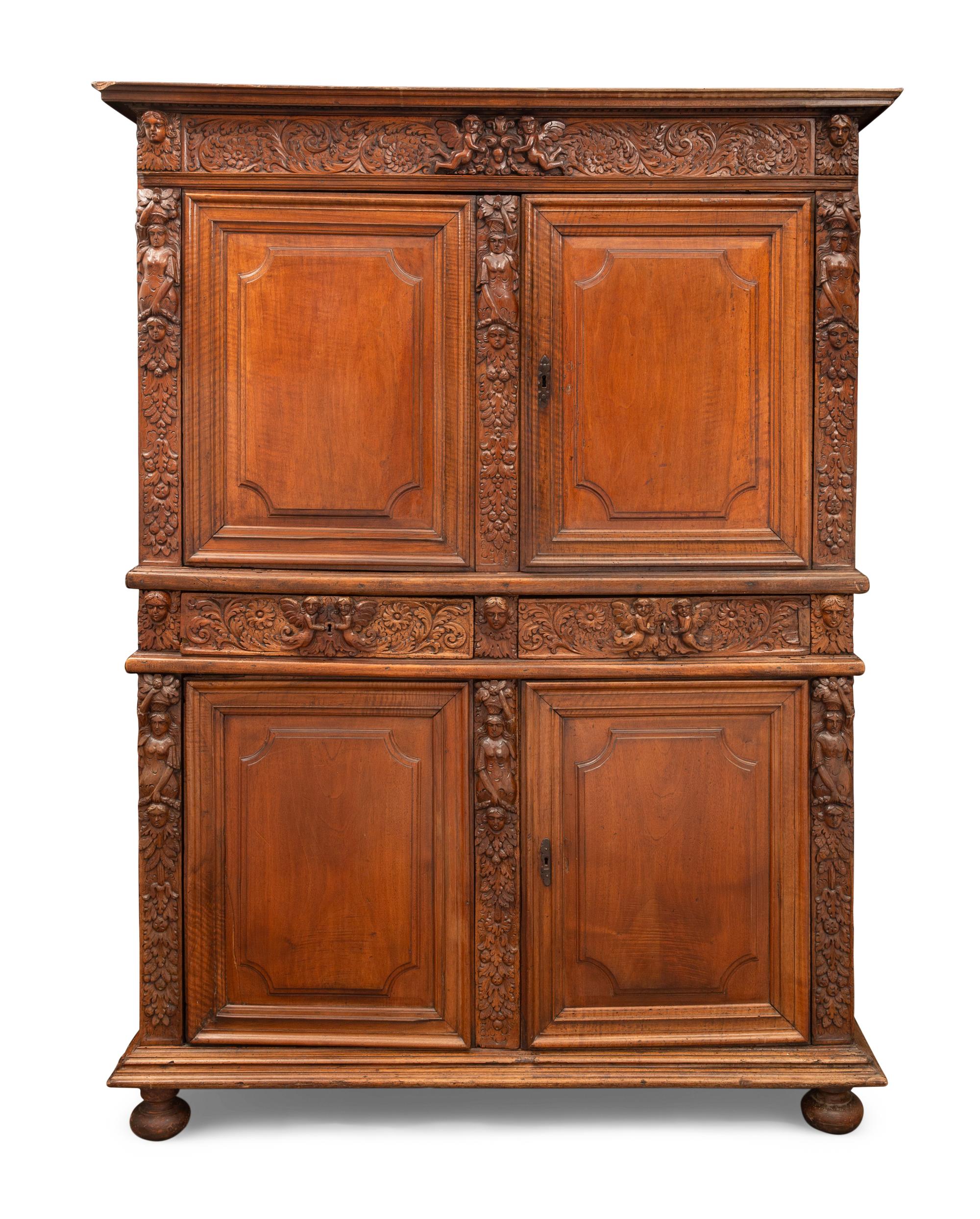 An Italian Baroque Walnut Cabinet