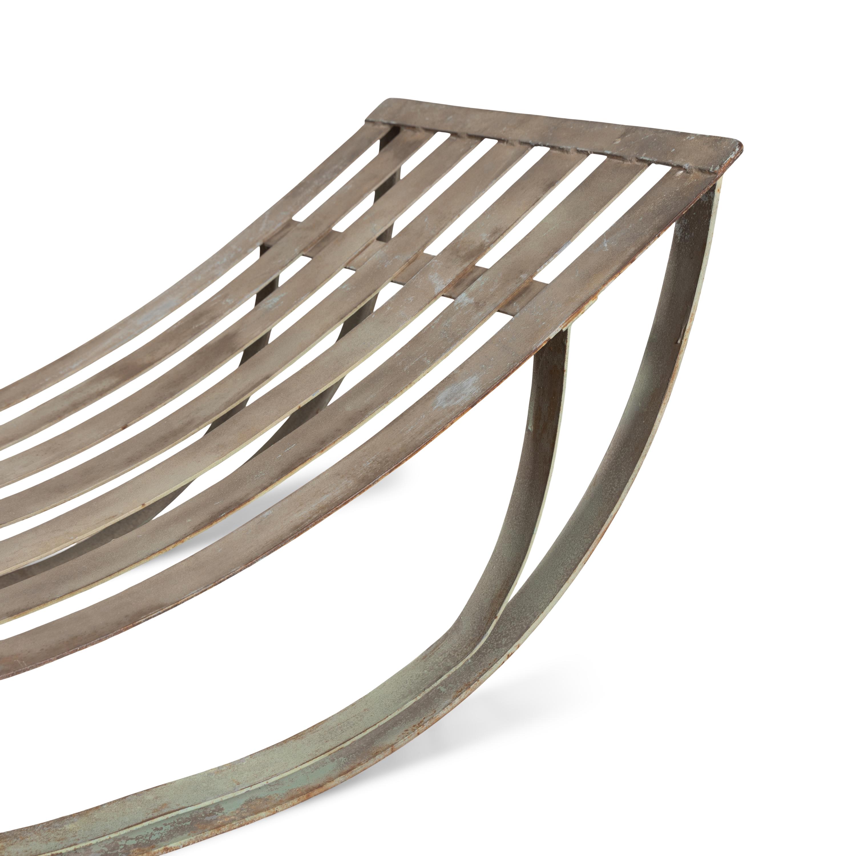 French Design c. 1950 — Two Iron Outdoor Chaise Lounge Chairs