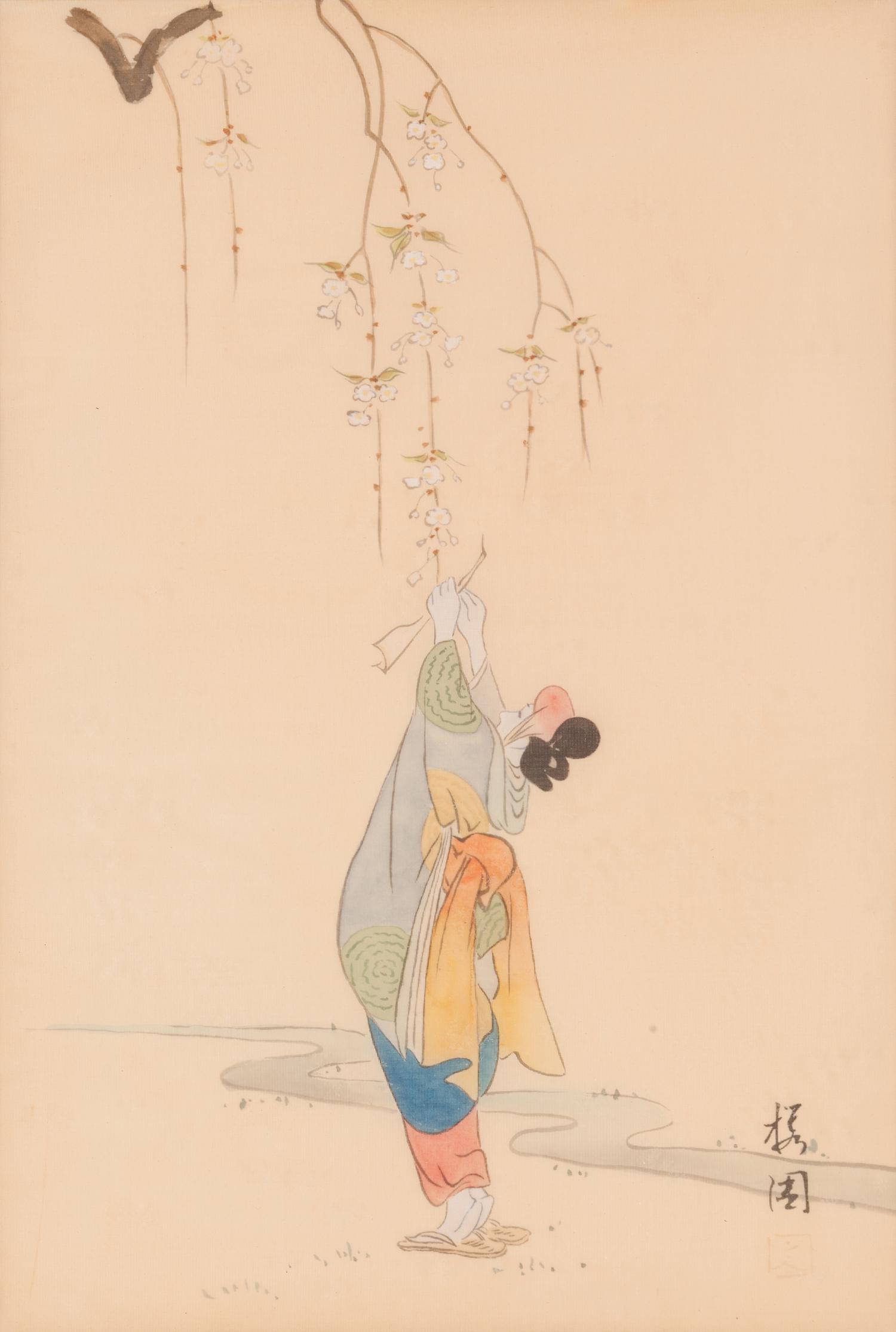 Two Japanese Ink and Color on Paper