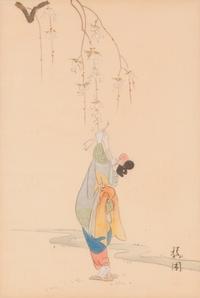 Two Japanese Ink and Color on Paper
