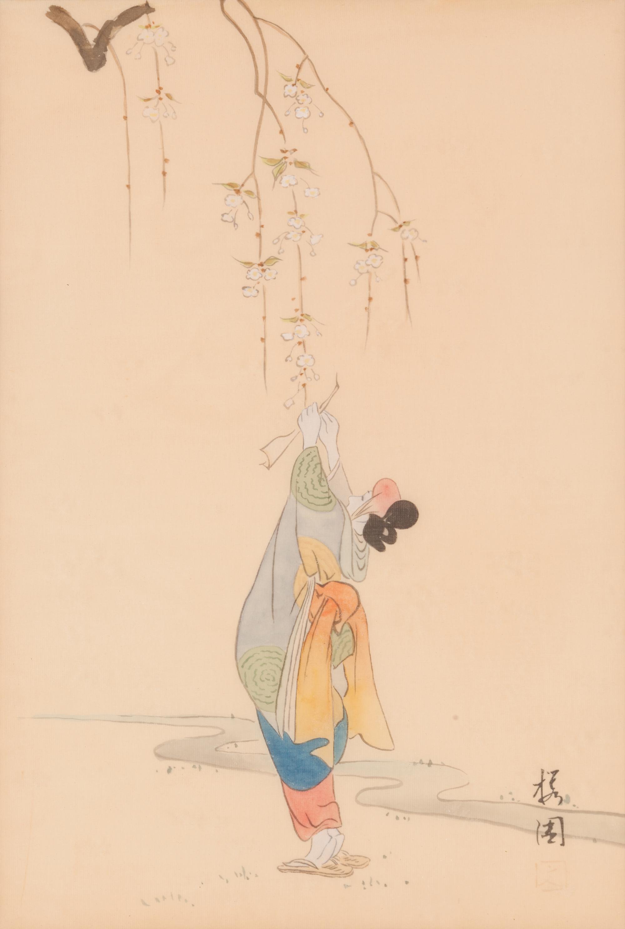 Two Japanese Ink and Color on Paper