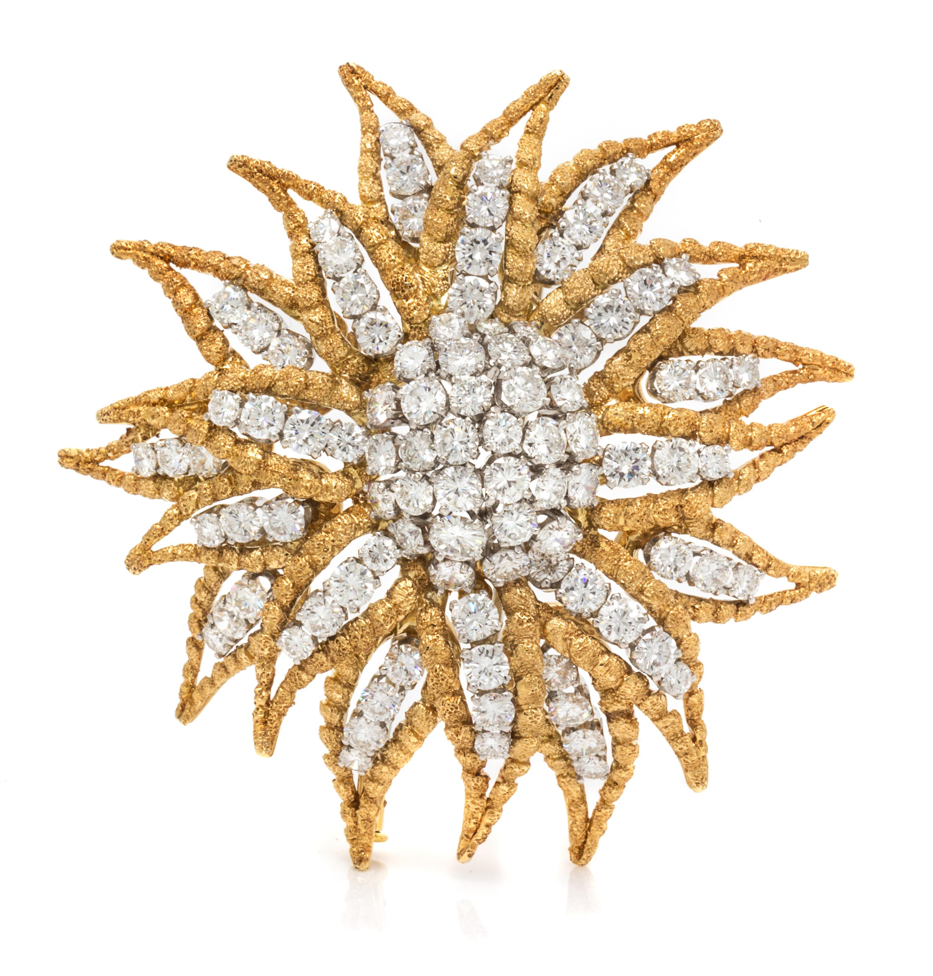 An 18 Karat Yellow Gold, Platinum and Diamond Brooch, David Webb, Circa 1961, 34.70 dwts.