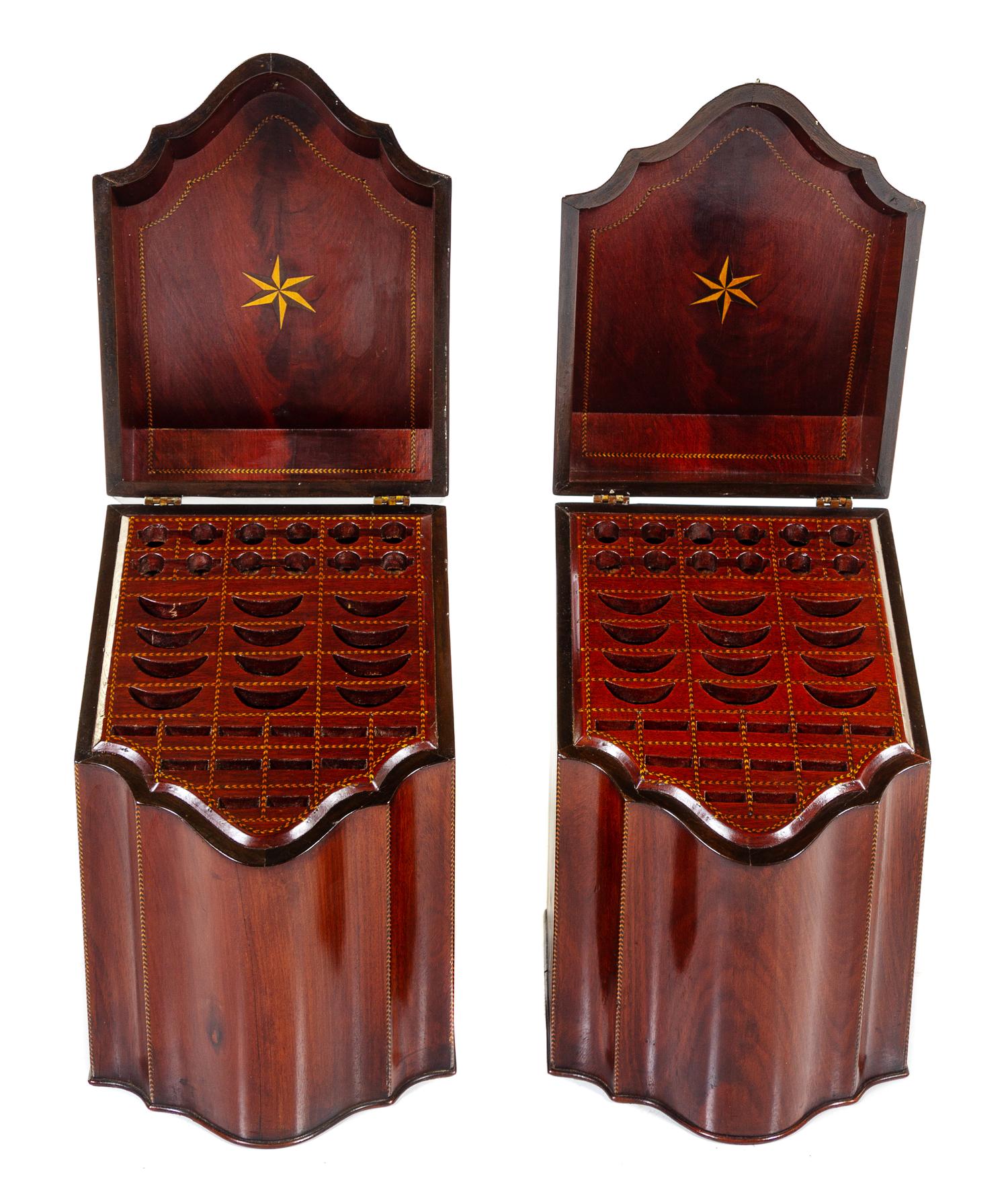 A Pair of George III Mahogany Knife Boxes Height 15 inches. — LATE 18TH CENTURY