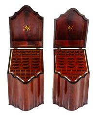 A Pair of George III Mahogany Knife Boxes Height 15 inches. — LATE 18TH CENTURY