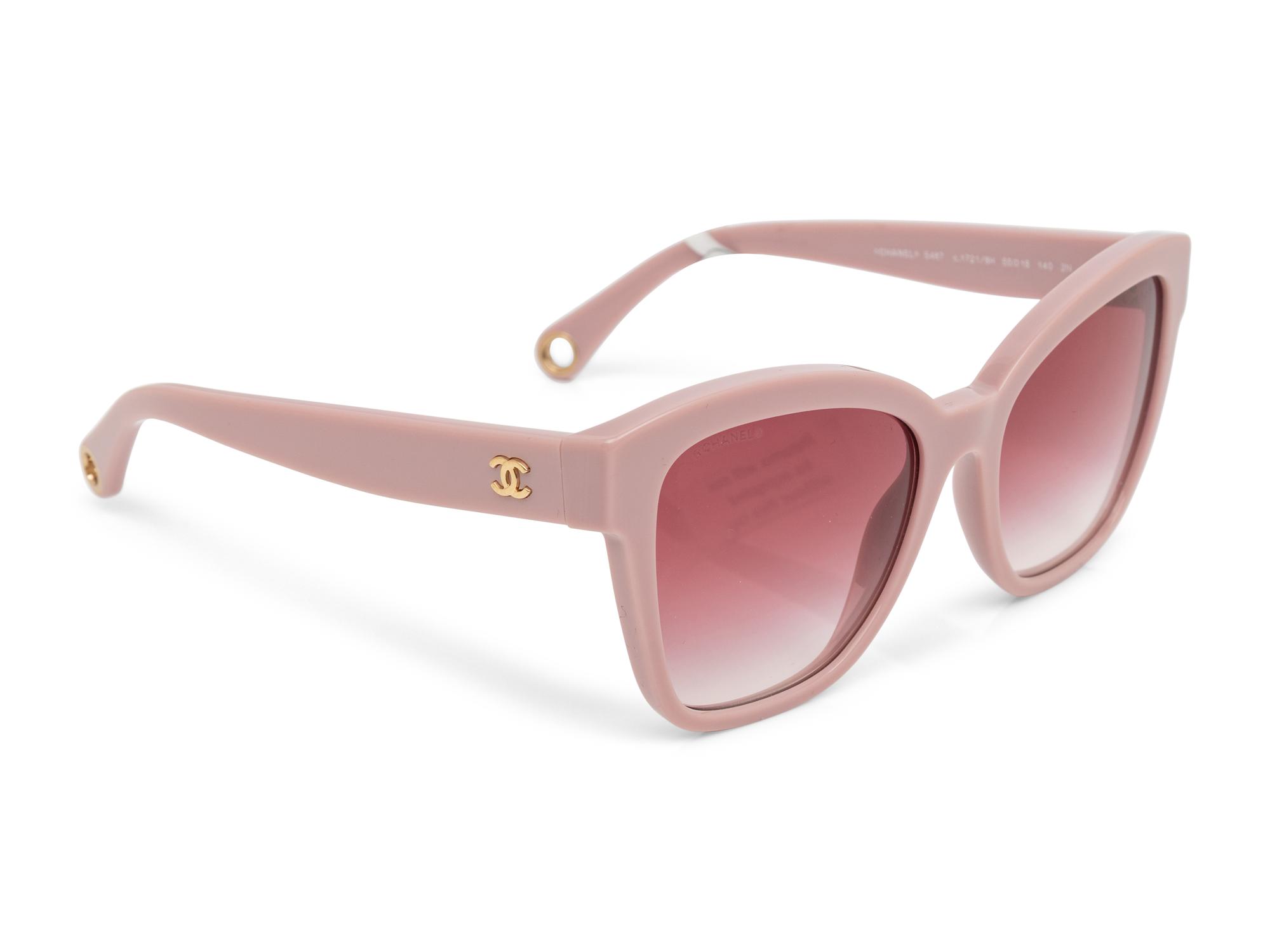 Chanel, Pink Sunglasses with Removable Beaded Chain