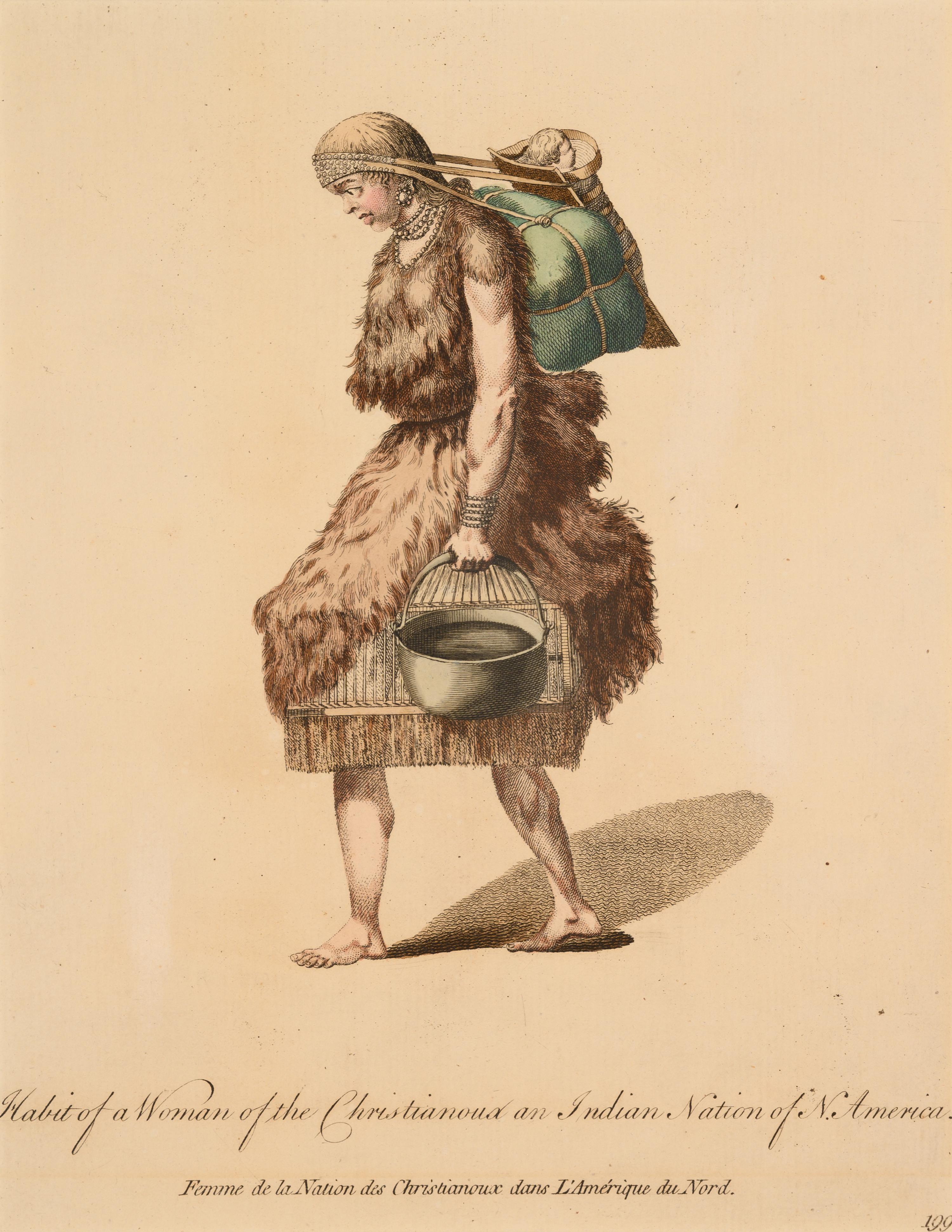 Six Hand-Colored Engravings of Dressing Habits of Native American Tribes After Thomas Jefferys (English, ca. 1719-1771)