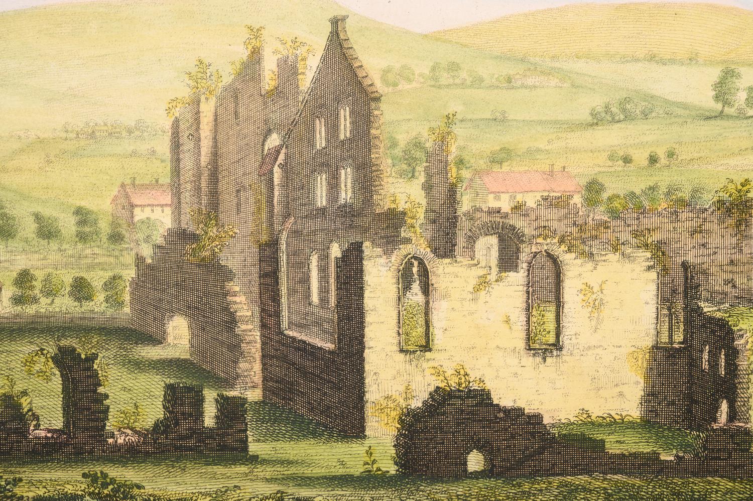 A Set of Eight English Architectural Engravings with Hand-Coloring
