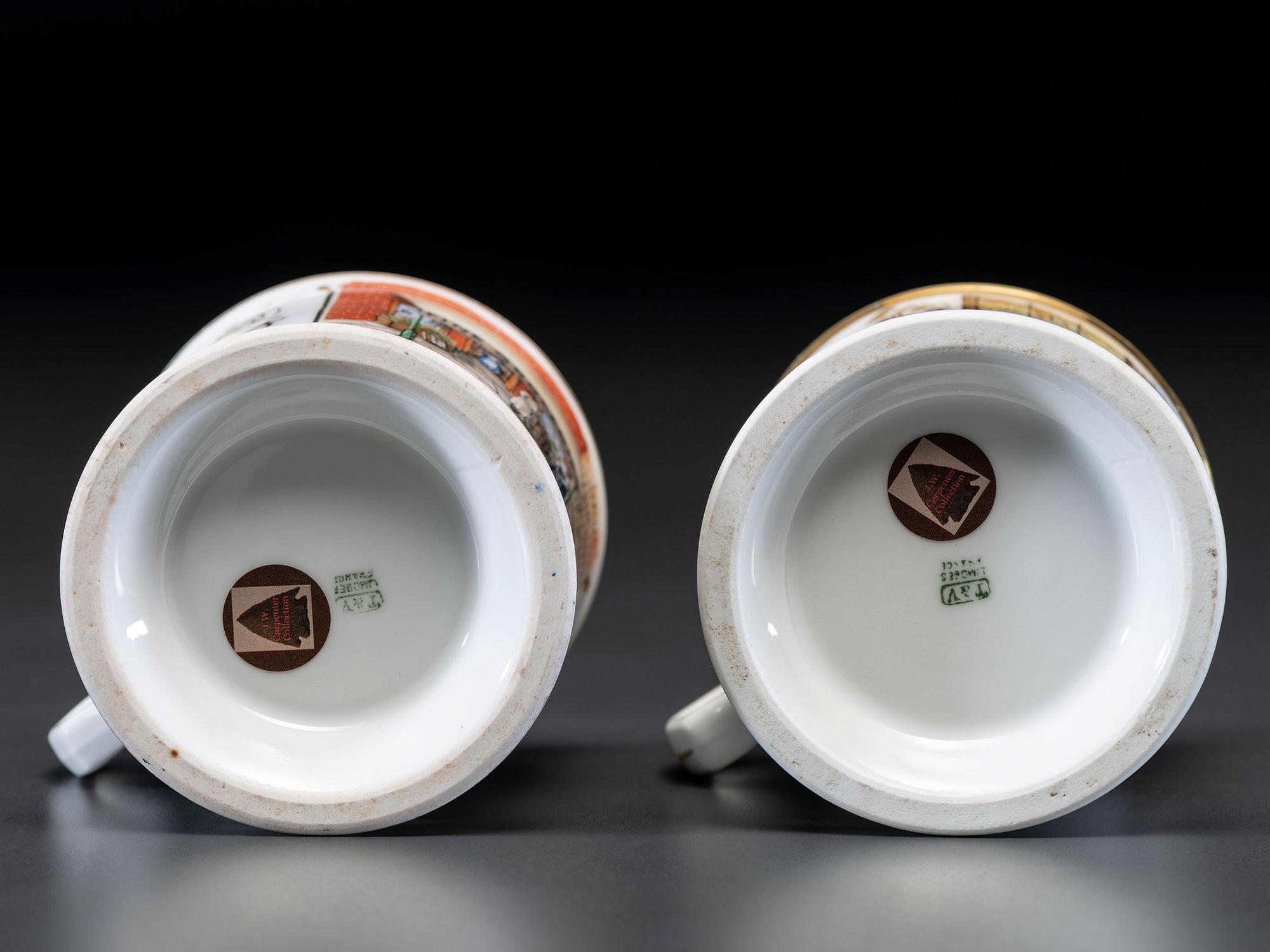 Two Grocer's Porcelain Occupational Shaving Mugs
