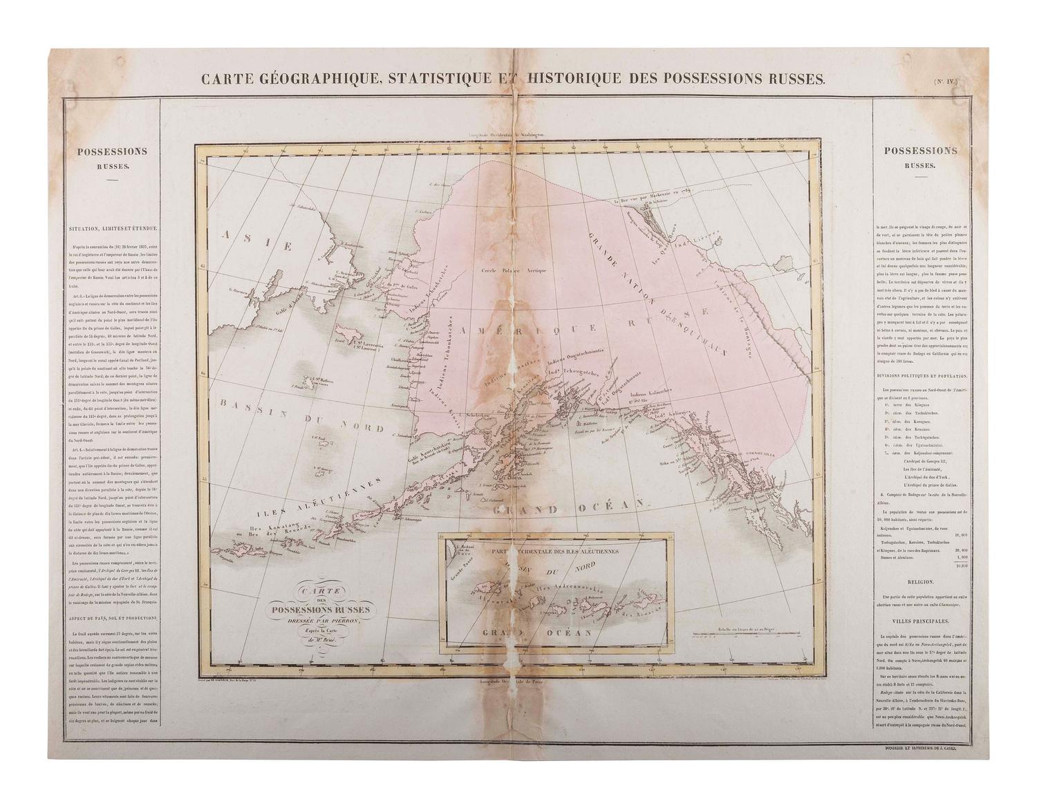 [ALASKA]. One of the earliest maps of Alaska as Russian possession [ With :] books and engraving of Elisha Kent Kane.