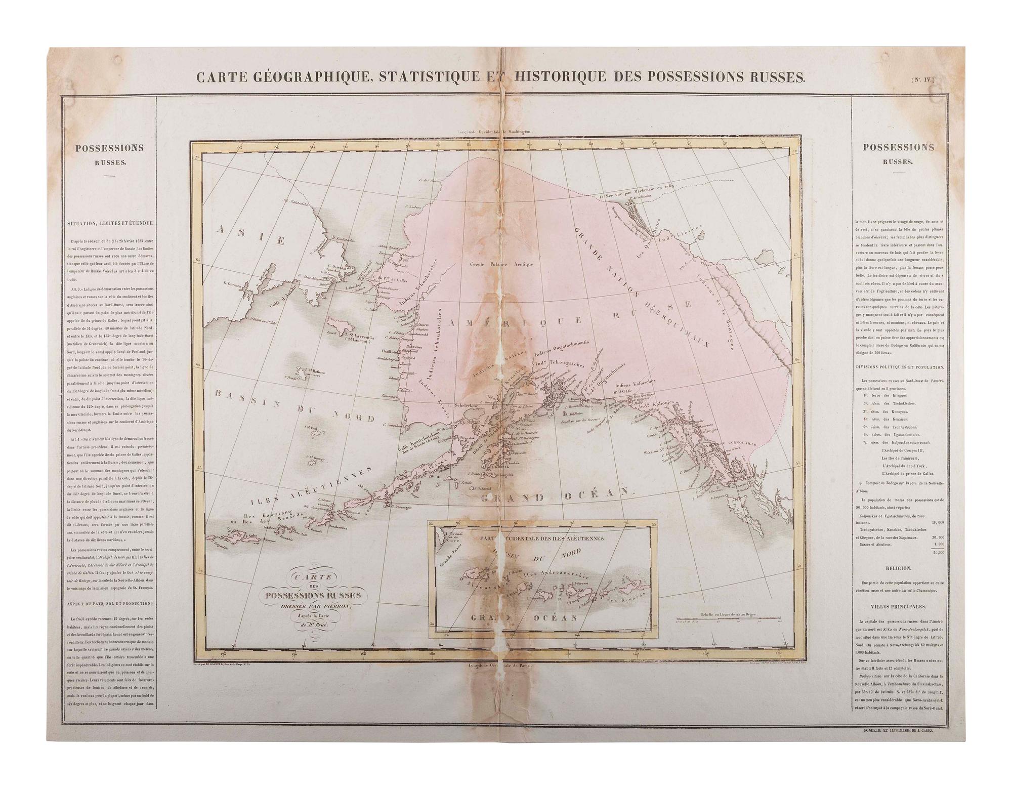 [ALASKA]. One of the earliest maps of Alaska as Russian possession [ With :] books and engraving of Elisha Kent Kane.