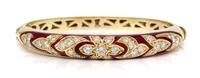 A Yellow Gold, Diamond and Enamel Bracelet, 30.10 dwts.