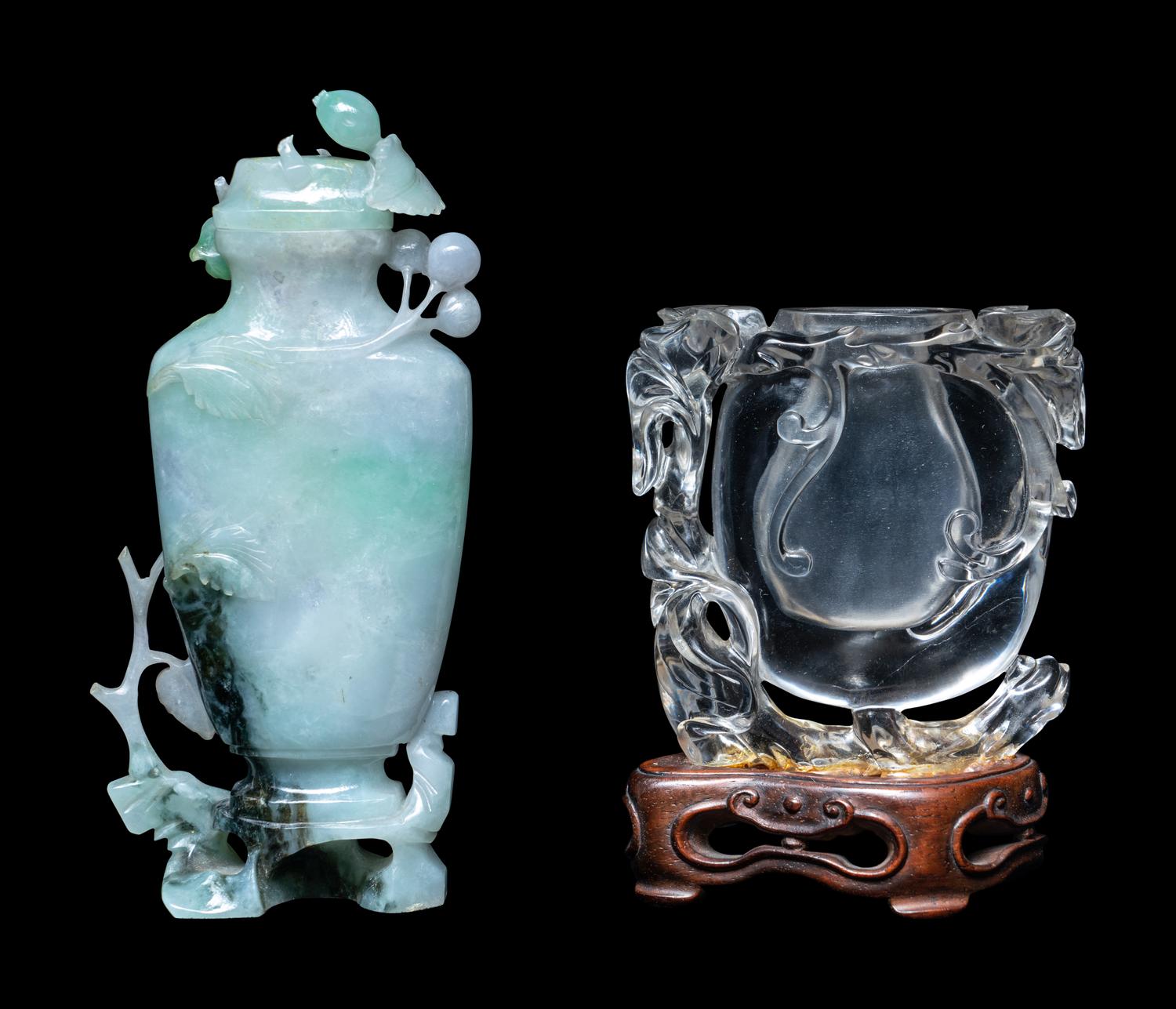 Two Small Chinese Carved Hardstone Vases
