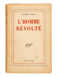 CAMUS, Albert, (1913-1960). L'Homme Revolte . Paris: Gallimard, 1951.