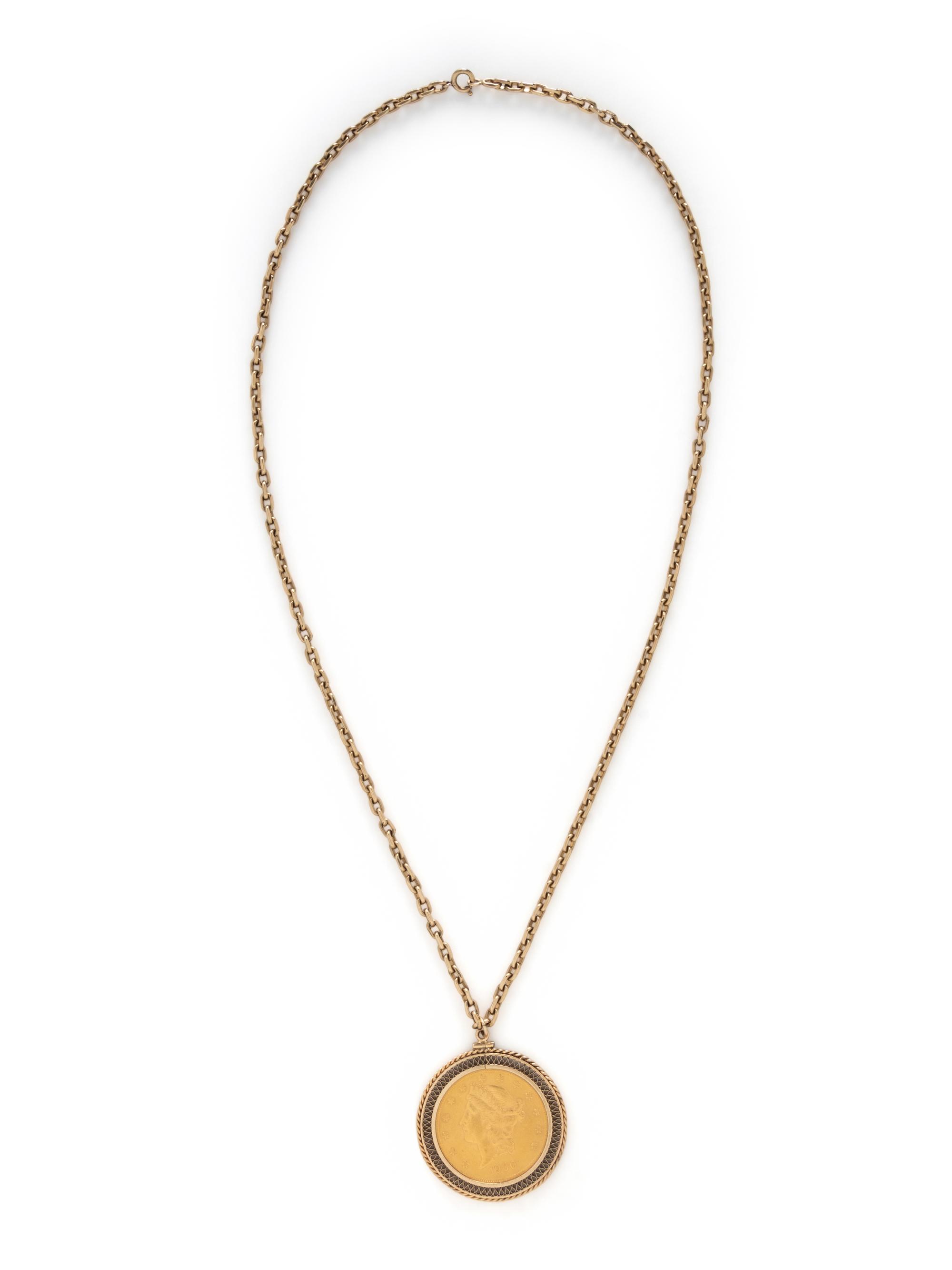 YELLOW GOLD LIBERTY COIN PENDANT NECKLACE