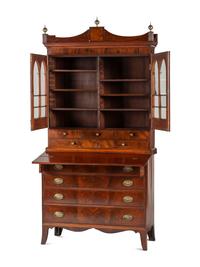 A Federal Inlaid Mahogany Lady's Writing Desk-and-Bookcase