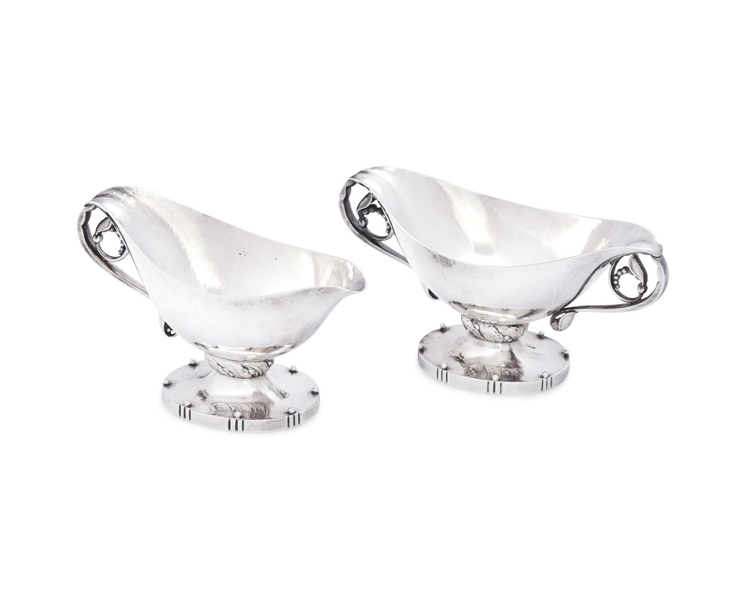 A Georg Jensen Silver Sugar Bowl and Creamer Set