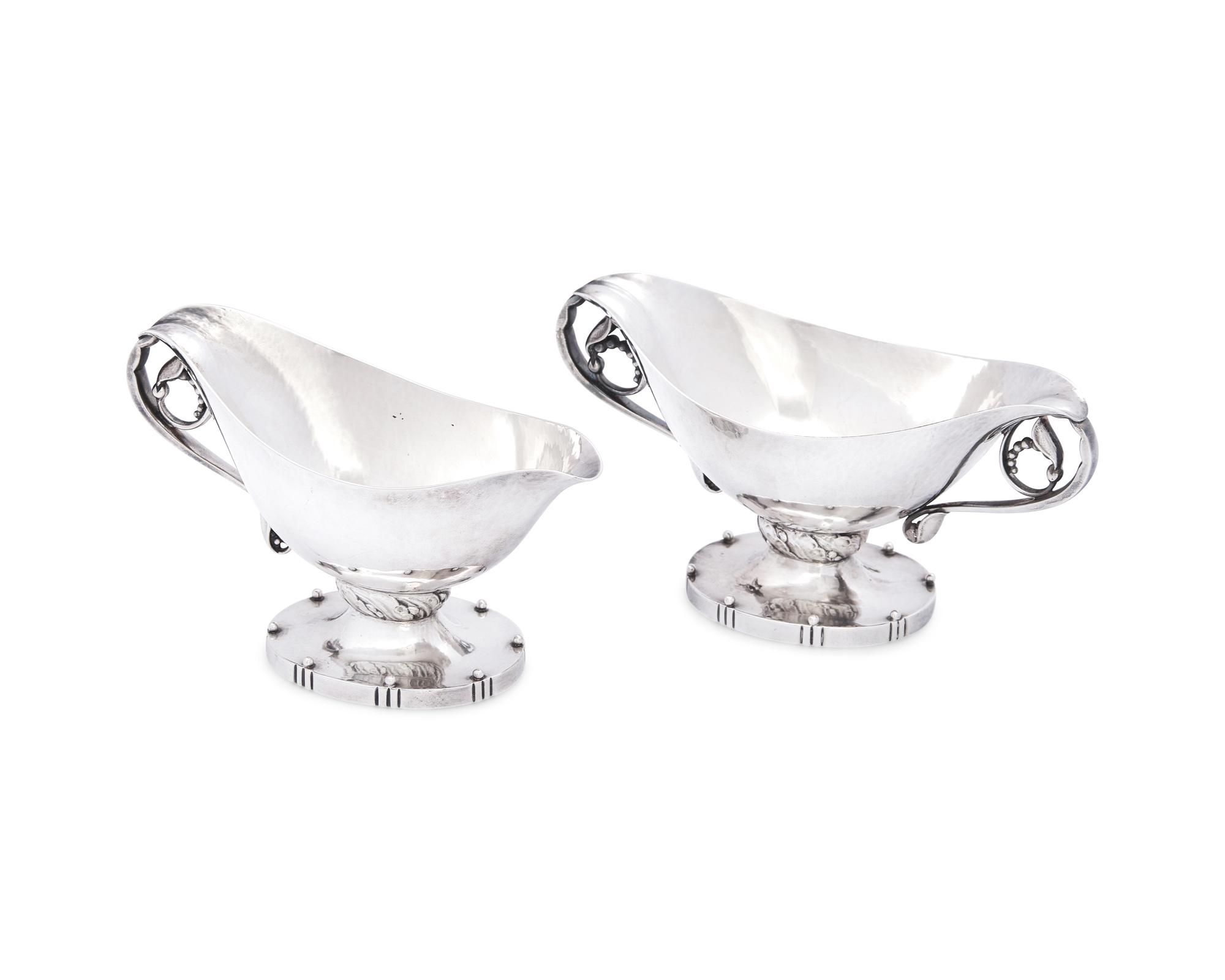 A Georg Jensen Silver Sugar Bowl and Creamer Set