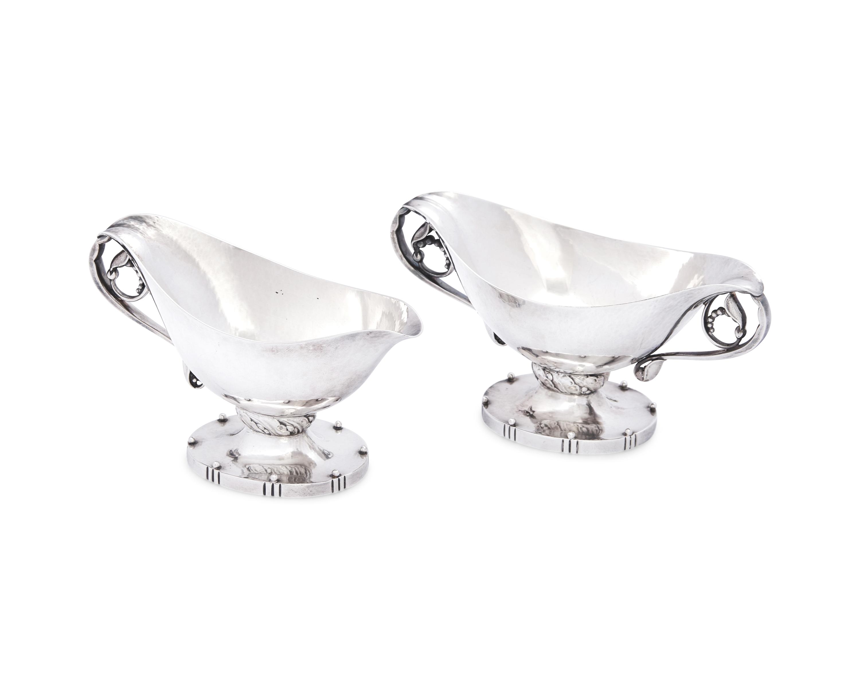 A Georg Jensen Silver Sugar Bowl and Creamer Set