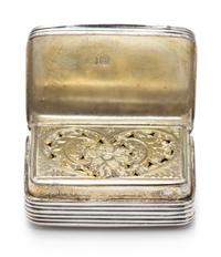 A George III Silver Vinaigrette, Likely William Esterbrook, London, 1819, the lid and underside worked with engine turned decoration, t
