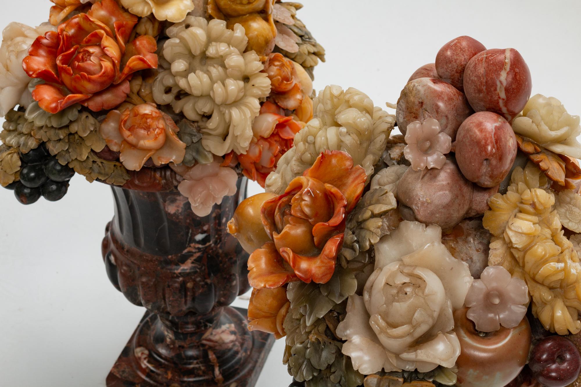 A Pair of Italian Variegated Marble Urns