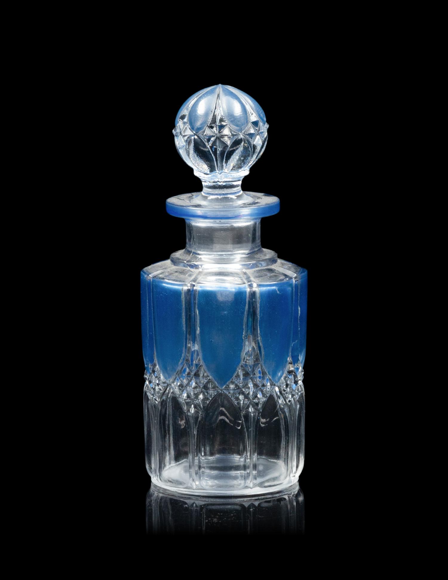 A French Blue Overlay Cut Glass Dresser Set