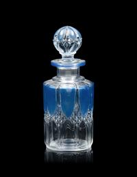 A French Blue Overlay Cut Glass Dresser Set