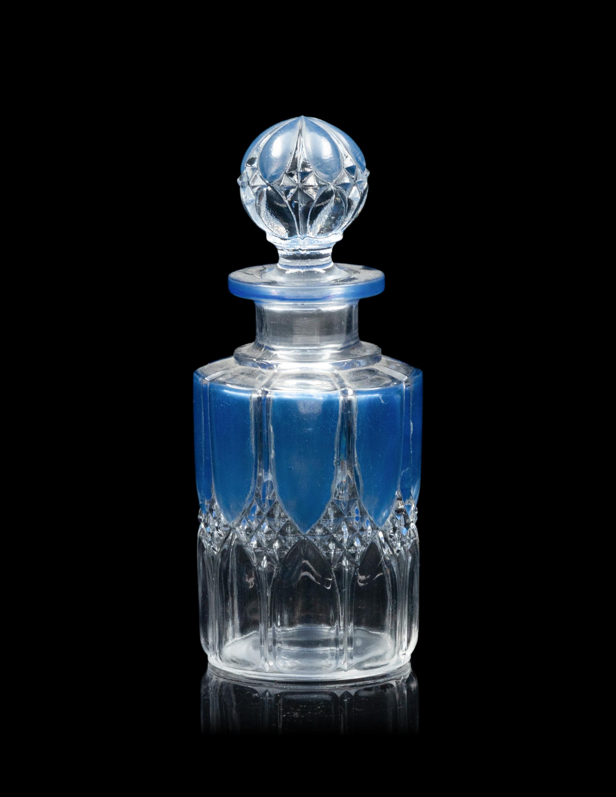A French Blue Overlay Cut Glass Dresser Set