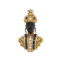 NARDI, SAPPHIRE AND DIAMOND FIGURAL BROOCH