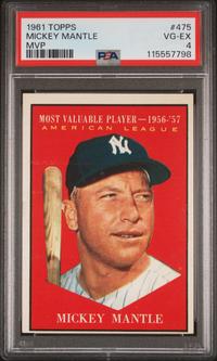 A 1961 Topps Mickey Mantle MVP Baseball Card No. 475 (PSA 4 VG-EX) from The Collection of David Eisenhower