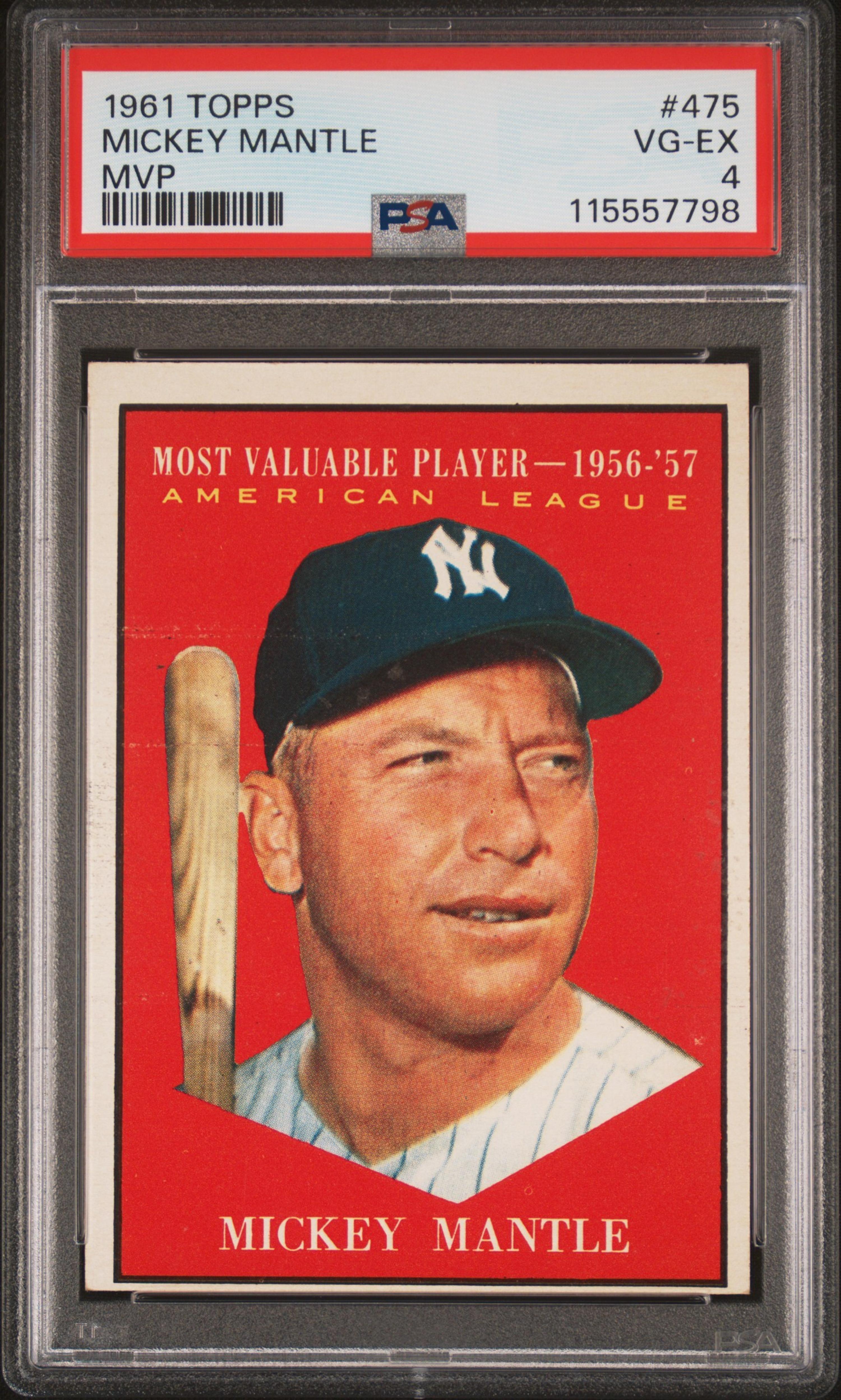 A 1961 Topps Mickey Mantle MVP Baseball Card No. 475 (PSA 4 VG-EX) from The Collection of David Eisenhower