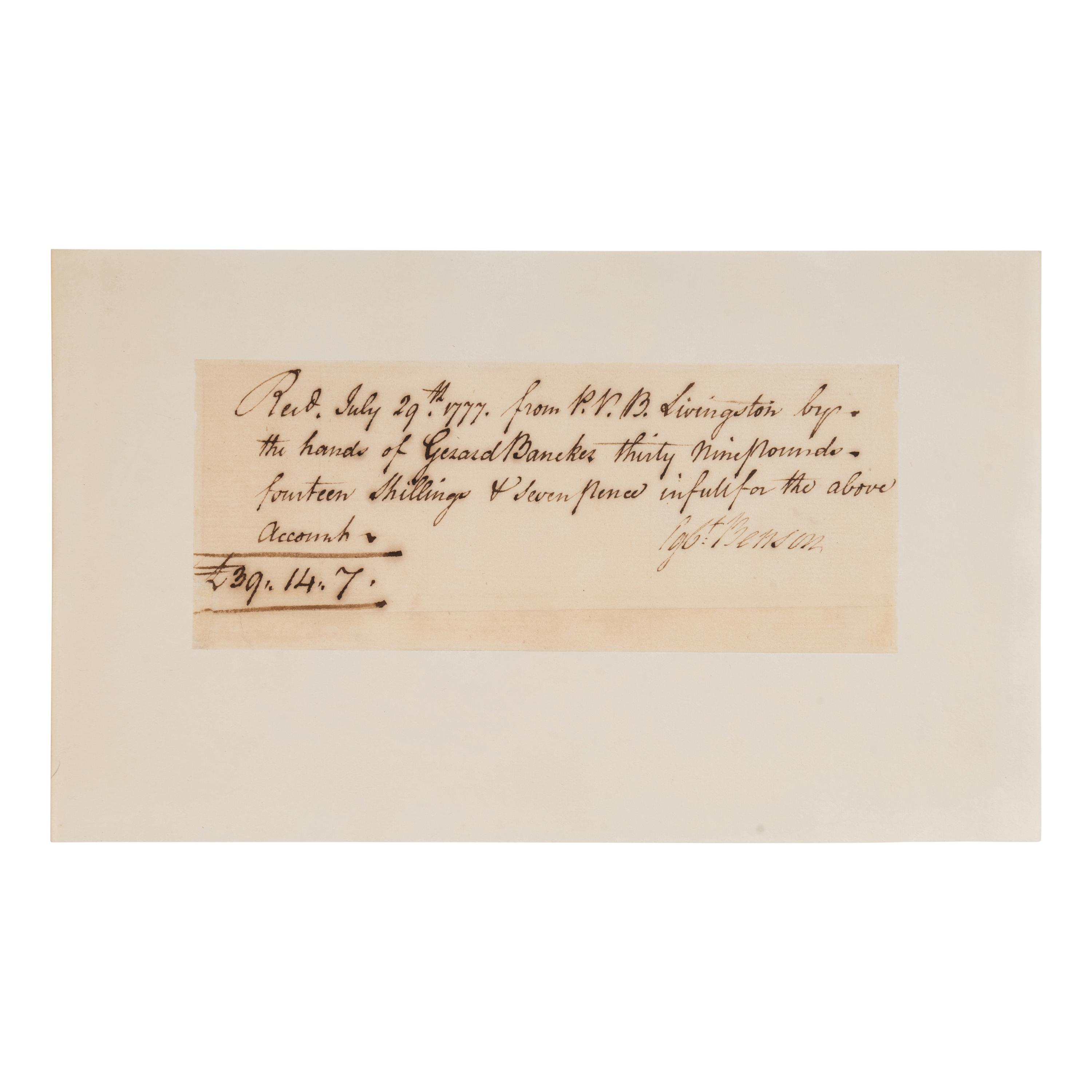 [Founding Fathers]. A small archive of documents, comprising: