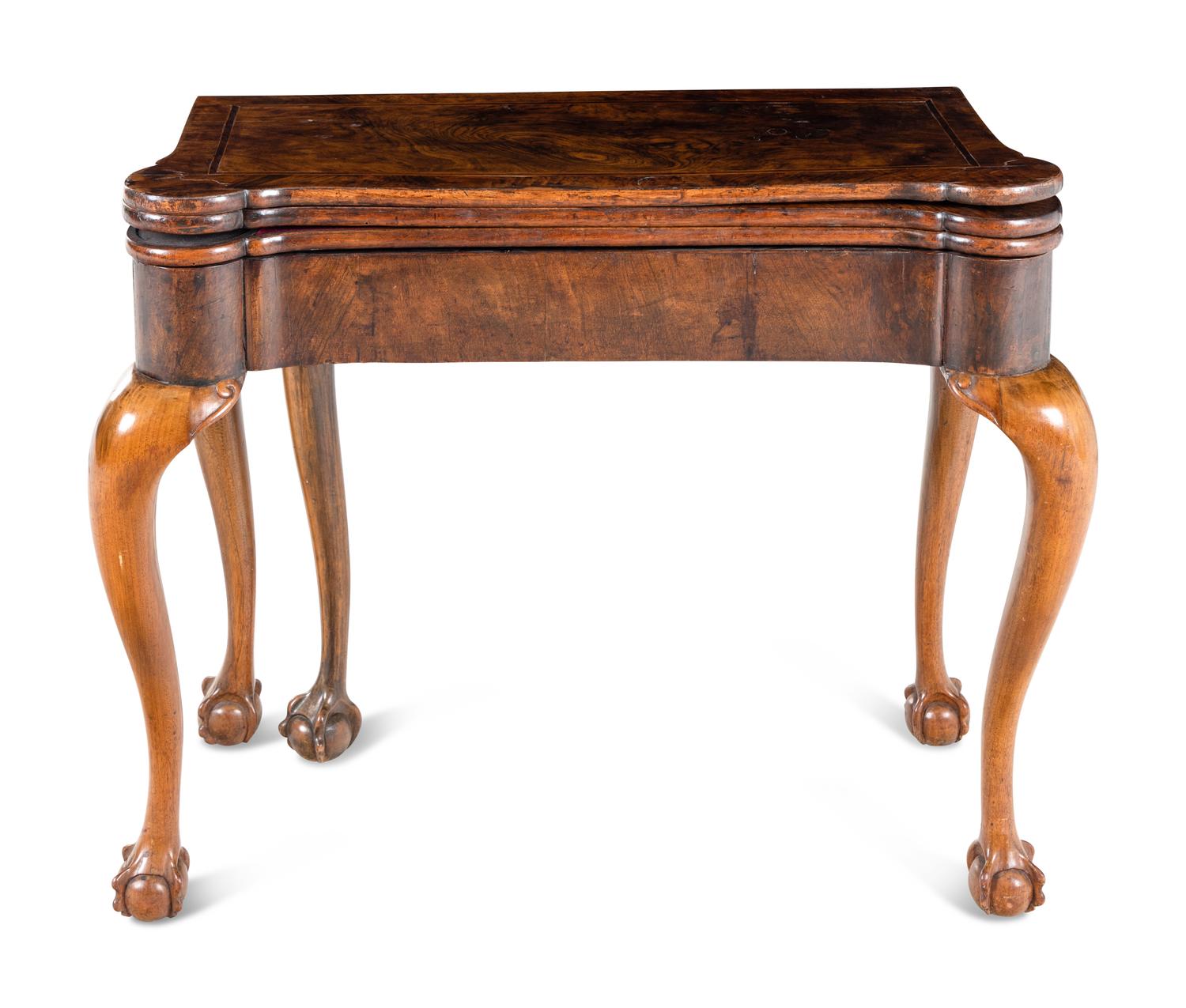 A George III Walnut Triple-Top Game Table