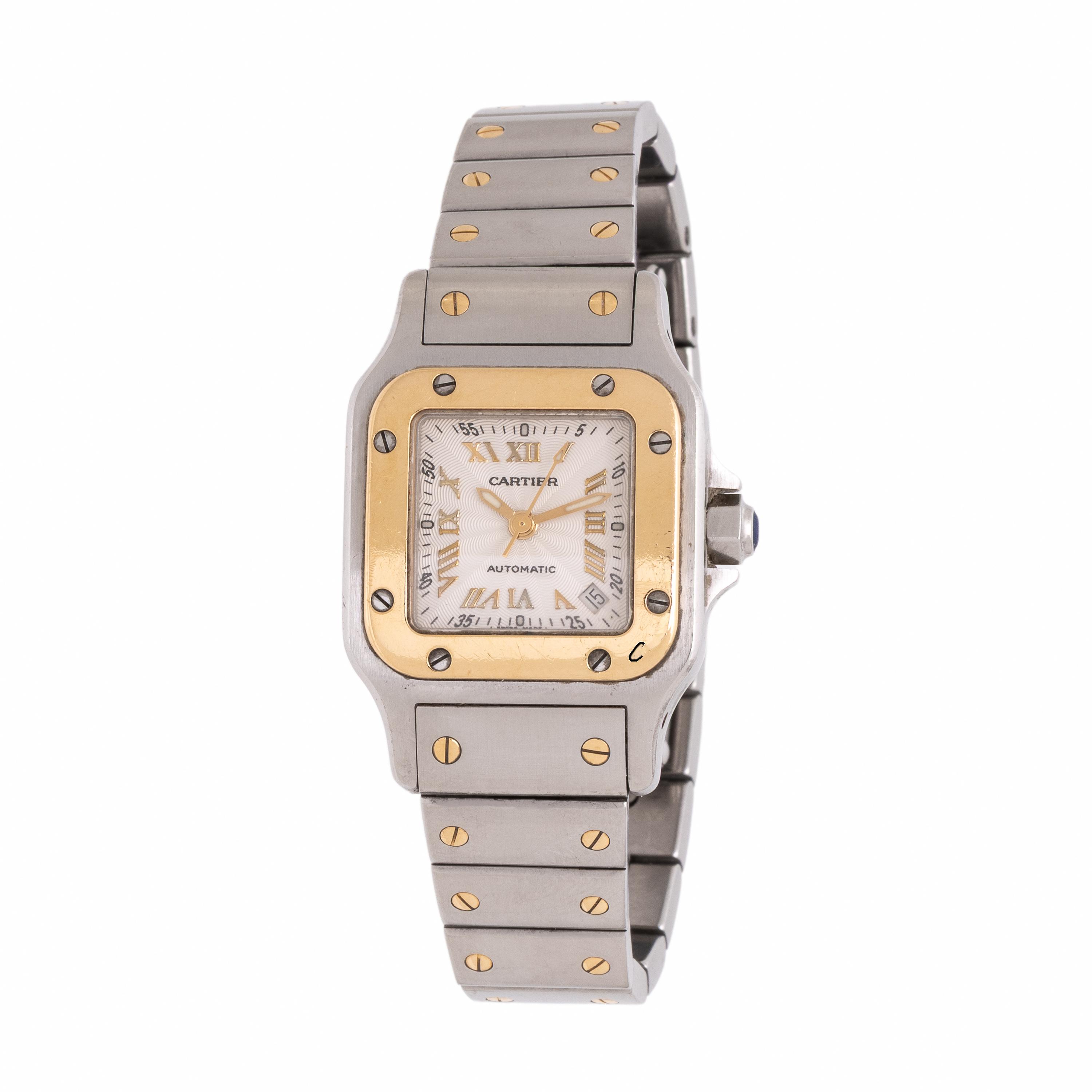 Cartier, Ref. 2423, Steel and 18K Yellow Gold 'Santos Galbée' Watch, with Box & Papers