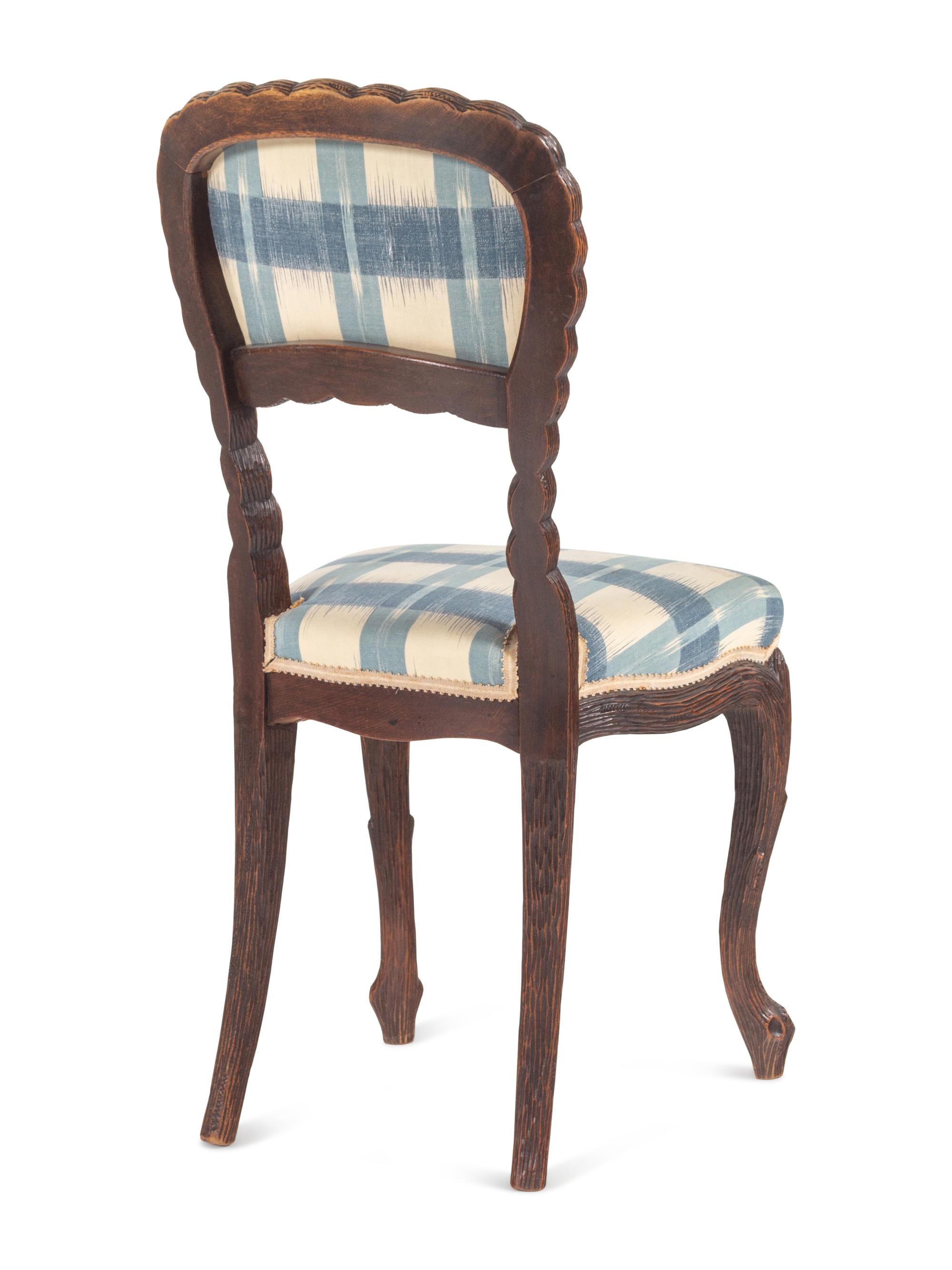 A Pair of French Faux Bois-Carved Side Chairs