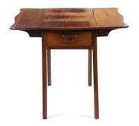 A Chippendale Style Mahogany Drop-Leaf Table Height 28 1/2 x width 17 x depth 34 1/2 inches.