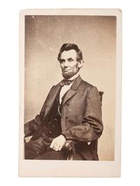[LINCOLN, Abraham (1809-1865)]. A group of 2 photographs of Abraham Lincoln, incl. CDV by Mathew Brady.