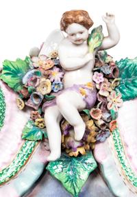 A Pair of Continental Porcelain Girandole Mirrors