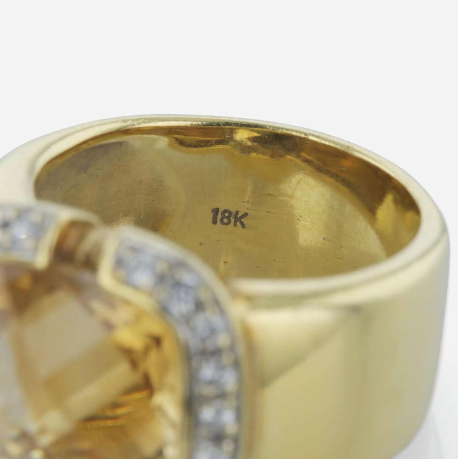 Two 18K yellow gold lady's gemstone rings