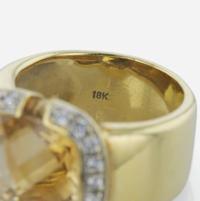 Two 18K yellow gold lady's gemstone rings