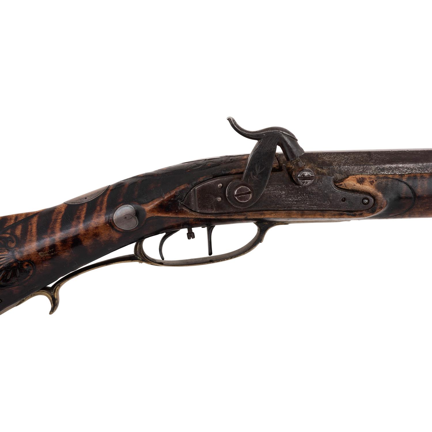Relief Carved Percussion Altered Longrifle by Abraham Schweitzer
