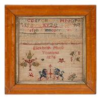 Four English Needlework Embroidered Pictorial Schoolgirl's Samplers