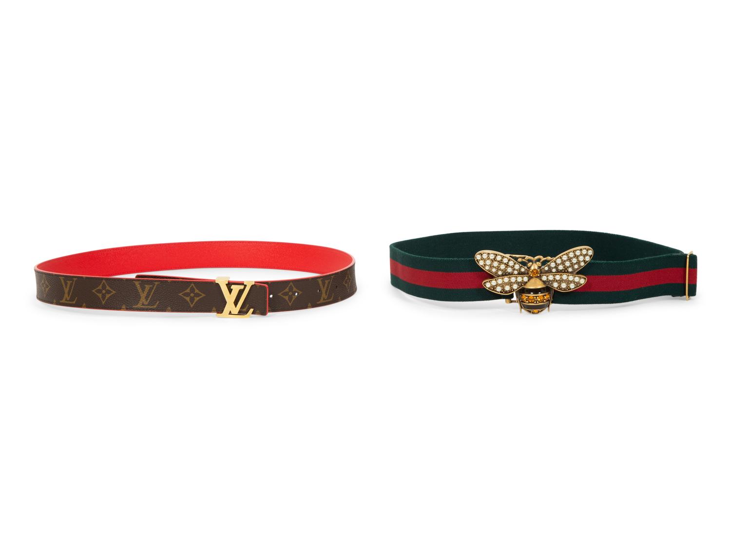 Two Designer Belts: One Louis Vuitton, One Gucci