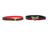 Two Designer Belts: One Louis Vuitton, One Gucci
