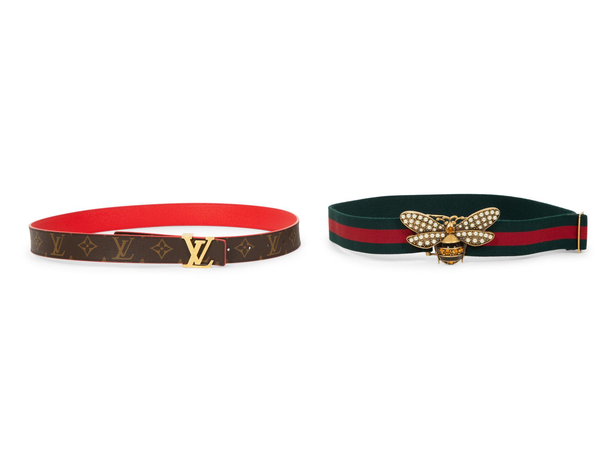 Two Designer Belts: One Louis Vuitton, One Gucci