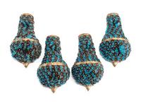 A Set of Four Gilt Metal and Colored Glass Wall Ornaments