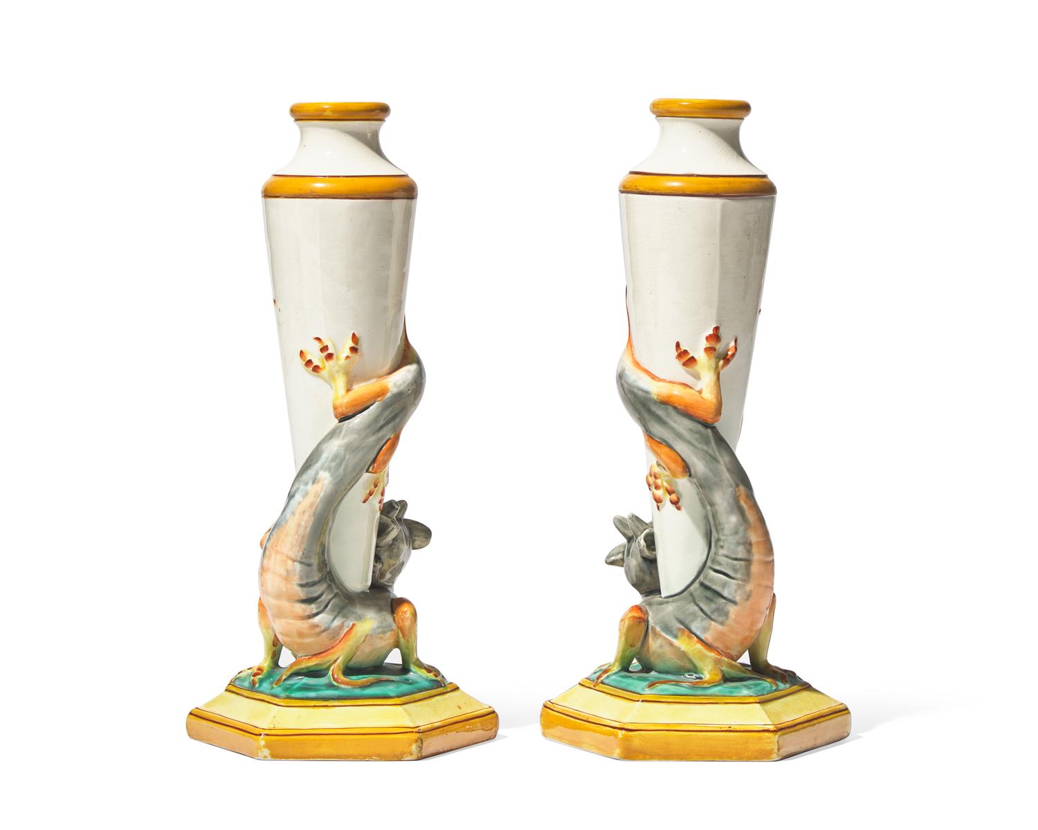 A Pair of Wedgwood Queensware Dragon Vases
